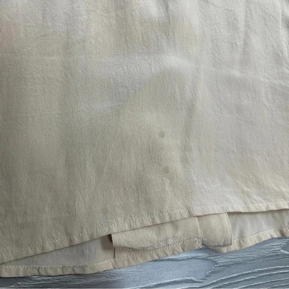 VINTAGE Tan Silk Button Down Shirt with Embroidered Details - Picture 9 of 9